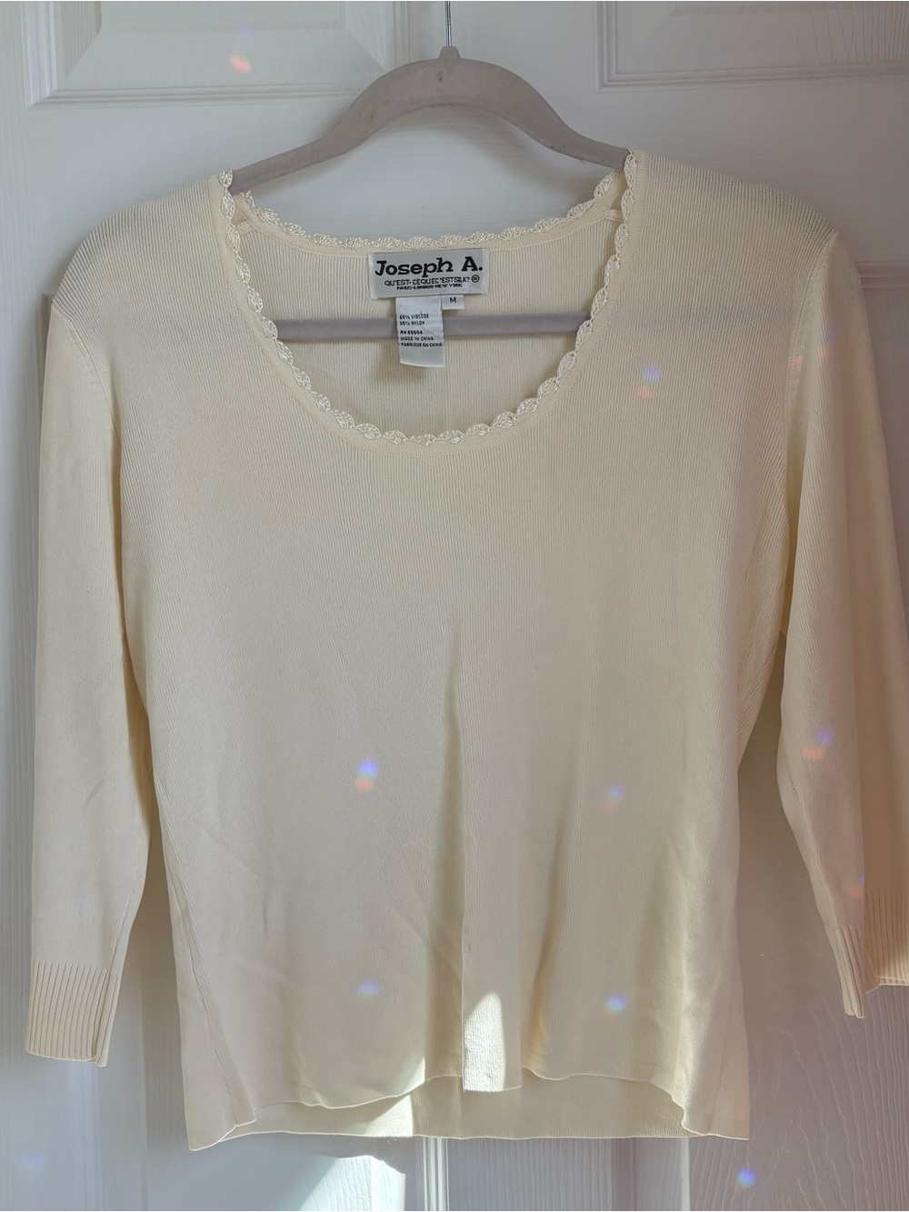 Joseph A Cream Lace-Trim Knit Top
